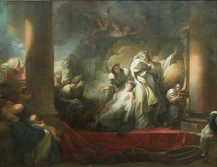 Fragonard, Le grand prêtre Corésus se sacrifie pour sauver Callirhoé