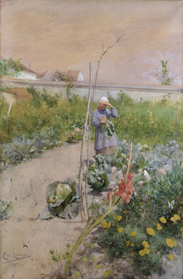  Carl Larsson, Dans le jardin potager, 1883, aquarelle © Nationalmuseum Stockholm 