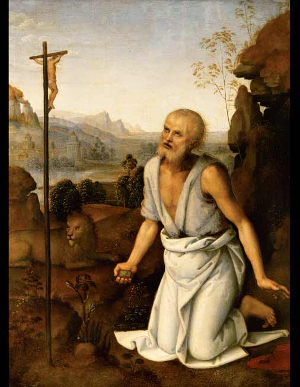 Le Pérugin, Saint Jérôme pénitent, Fin du XV siècle, Huile sur bois, 29,7 x 22,5 cm, Vienne, Kunsthistorisches Museum, Gemäldegalerie © Kunsthistorisches Museum Vienna