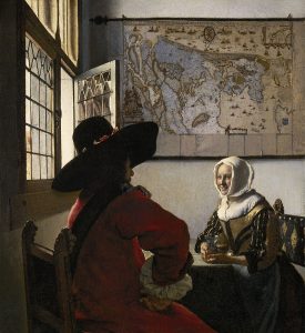 Johannes Vermeer, Officier et jeune fille souriante, vers 1657