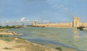 Frédéric Bazille, Les Remparts d'Aigues-Mortes, du côté du couchant (1867) H. 60 ; L. 100 cm, Washington, National Gallery of Art © Courtesy National Gallery of Art, Washington, NGA Images