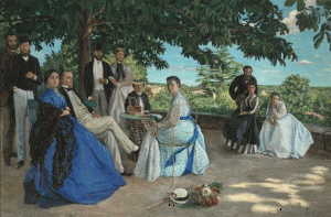 Frédéric Bazille, Réunion de famille dit aussi Portraits de famille (1867) H. 152 ; L. 230, Paris, musée d'Orsay, acquis avec la participation de Marc Bazille, frère de l'artiste, 1905© RMN-Grand Palais (Musée d'Orsay) / Hervé Lewandowski