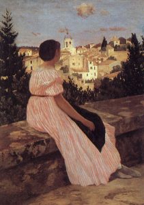 Frédéric Bazille, La robe rose (1864) H. 147 ; L. 110 cm, Paris © Musée d'Orsay, Dist. RMN-Grand Palais / Patrice Schmidt