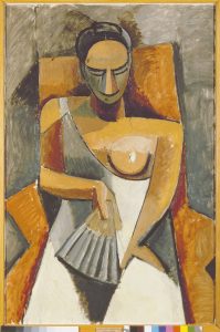 Femme à l’éventail (Après le bal), Pablo Picasso, printemps-été 1908. / © Succession Picasso 2016. Crédit photo : Musée d’Etat de l’Ermitage,Saint-Pétersbourg, 2016